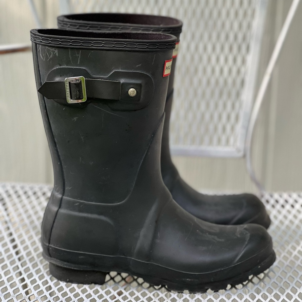 Hunter Original Short Rain Boot, Size 7, Color Onyx, Womens